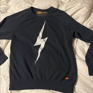 Aviator Nation black and White Crewneck Sweater with Lightning Bolt M